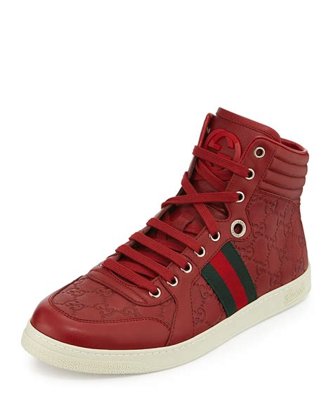 gucci high top sneakers red|Gucci high top sneakers beige.